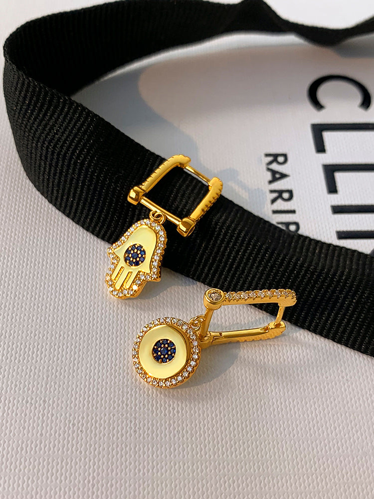 Evil Eye Asymmetrical Earrings