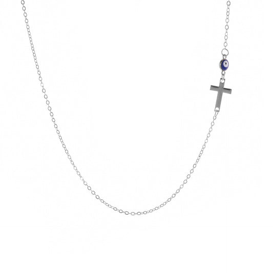 blue evil eye necklace cross