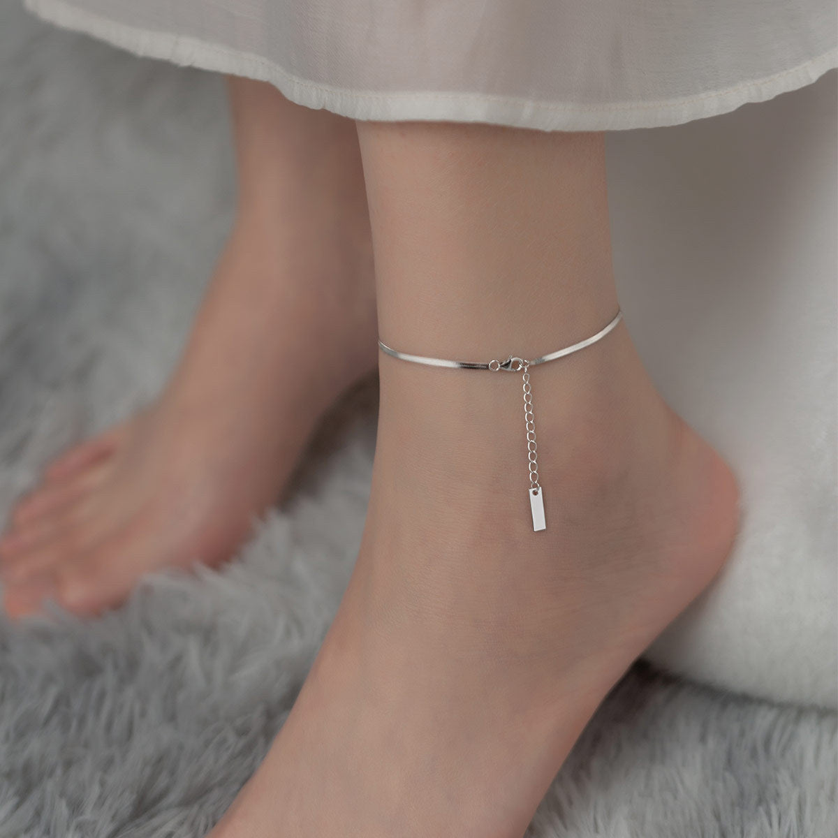 S925 Silver Snake Bone Chain Anklet