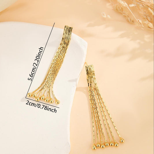 Gold Bead Tassel Earrings