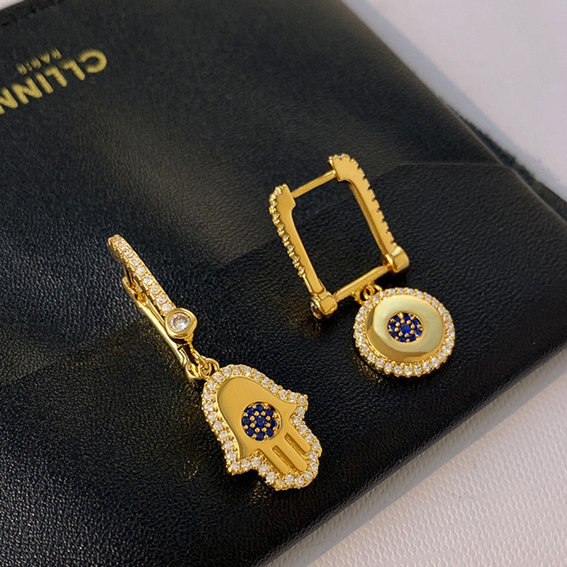 Evil Eye Asymmetrical Earrings