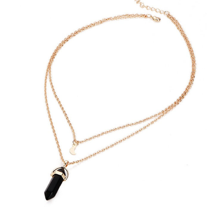 Natural stone glass necklace