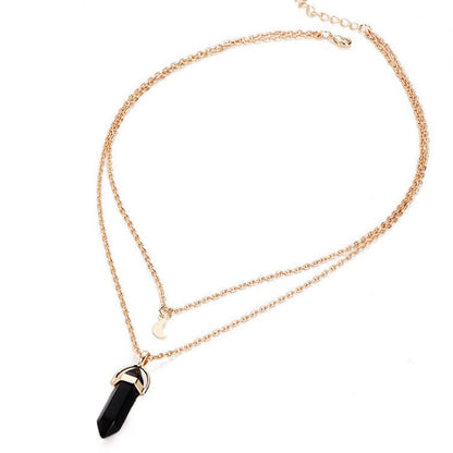 Natural stone glass necklace