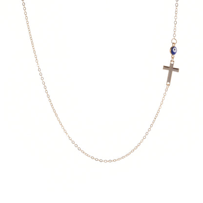 blue evil eye necklace cross