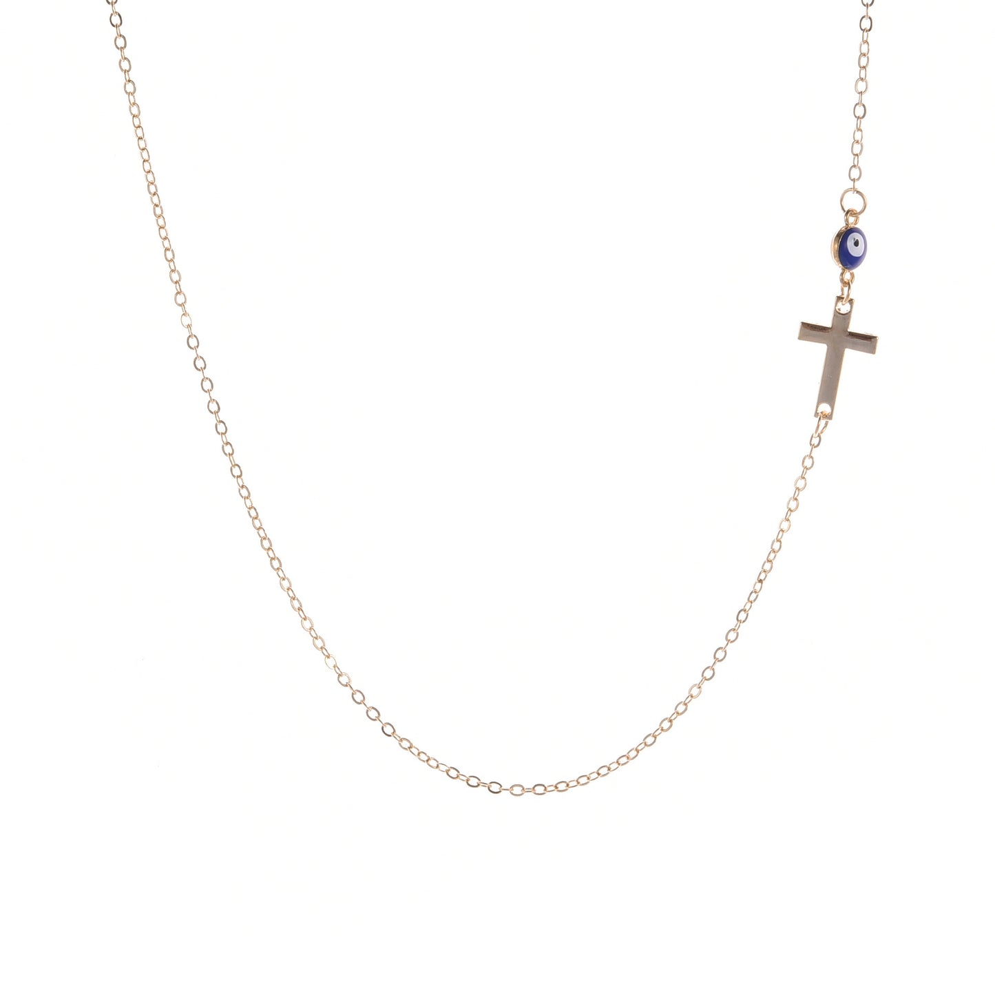 blue evil eye necklace cross