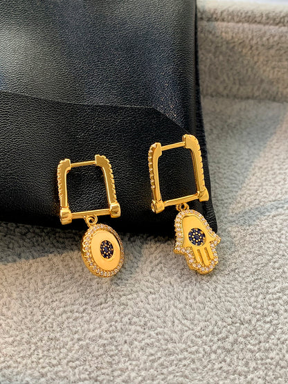 Evil Eye Asymmetrical Earrings