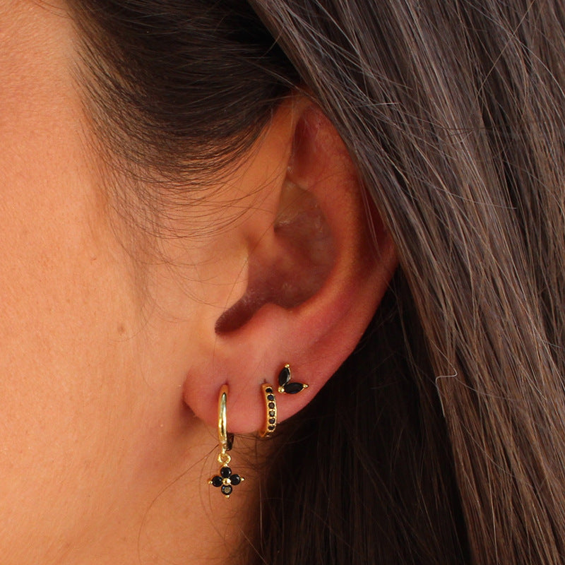 Floral Clover Stacked Earrings Set
