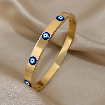 Gold-plated Stainless Steel Evil Eye Bracelet