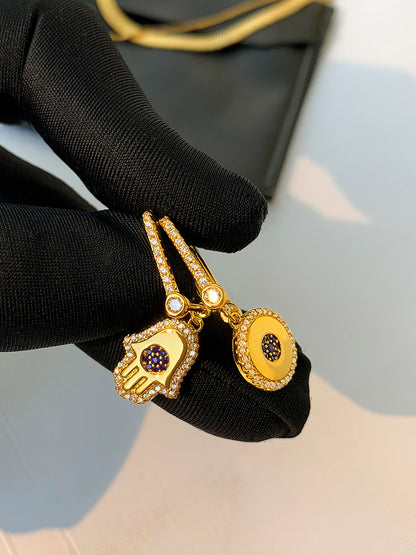 Evil Eye Asymmetrical Earrings