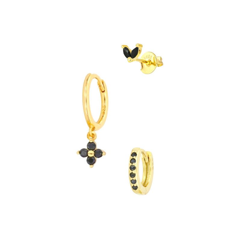 Floral Clover Stacked Earrings Set